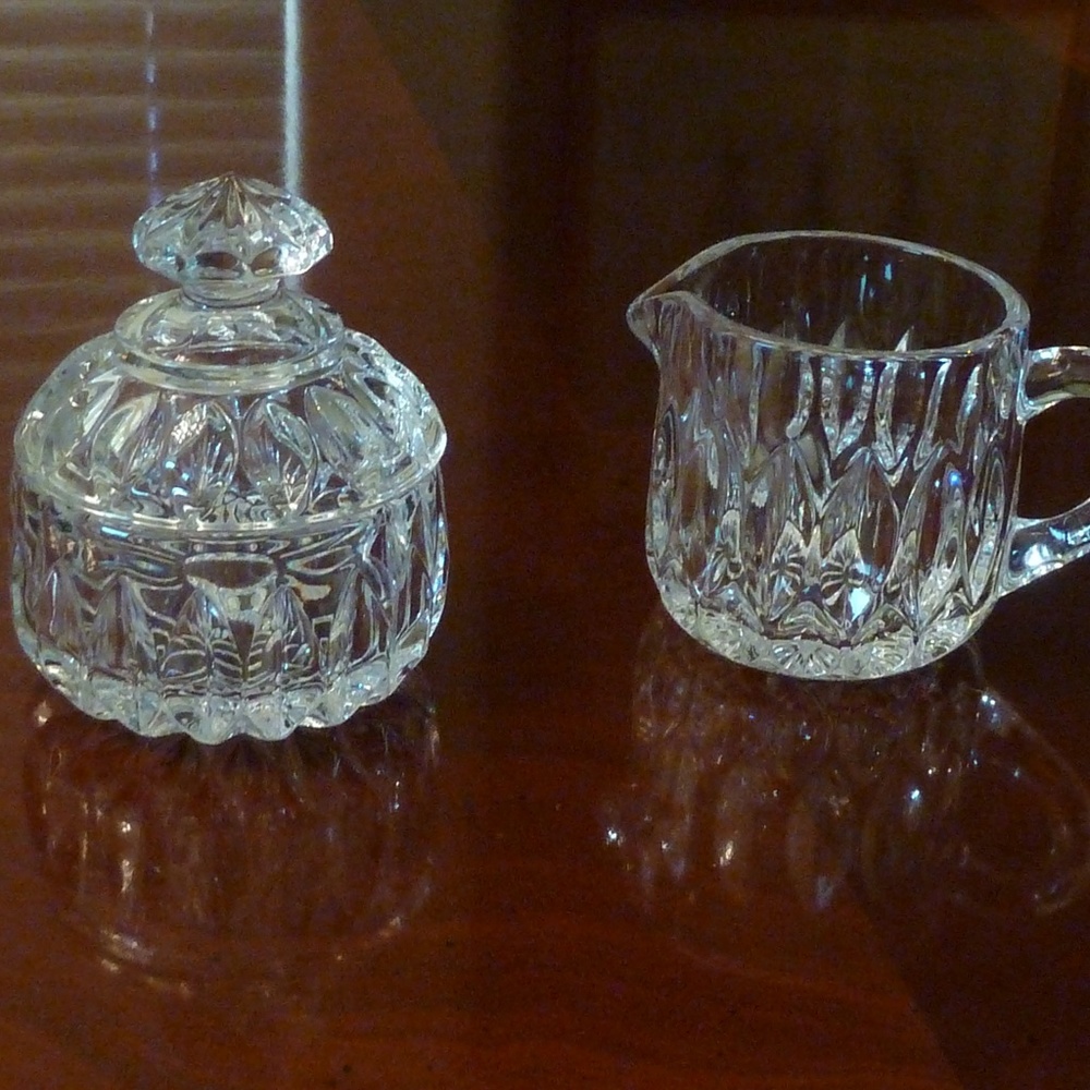 Cream and Sugar 3 pc set Glass New